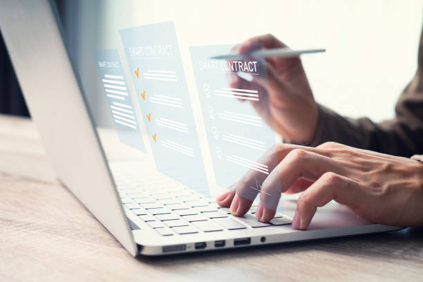 Businessman Using Performance Checklist for Online Survey and Evaluation