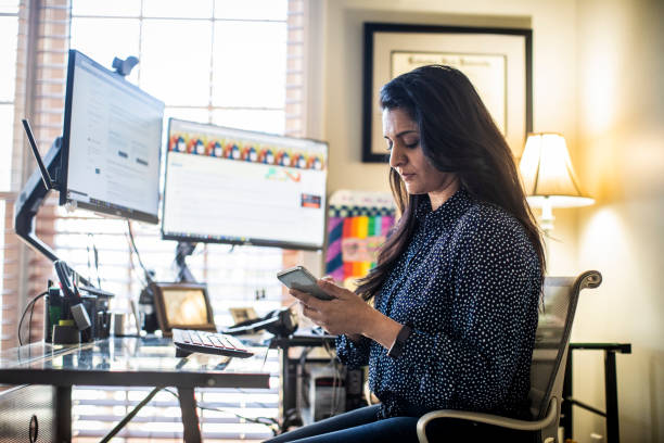 Woman working in home office